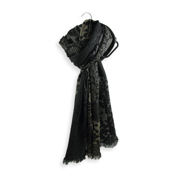 Grey-black-100% natural-women’s-scarf-Charme