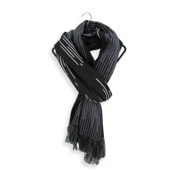 Black-Merino wool-rayon-men’s-scarf-Neon