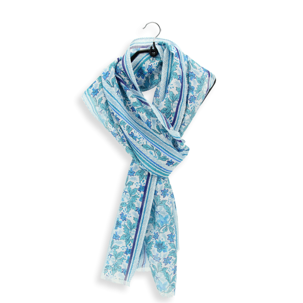 Women's-blue-cotton-silk-printed-scarf-Jardin