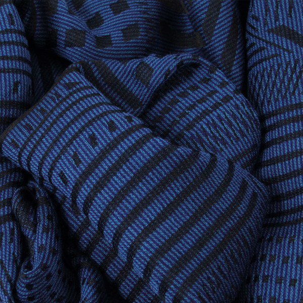 Blue-silk-Merino wool-men’s-scarf-Kyoto