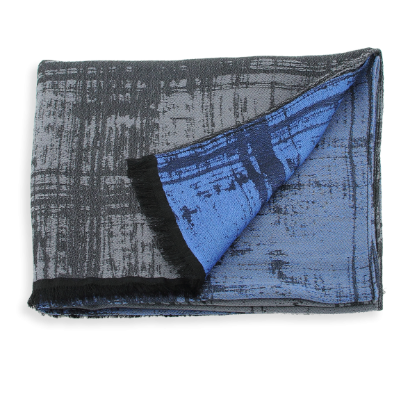 Blue-gray-rayon-wool-men’s-scarf-Tole-froissee