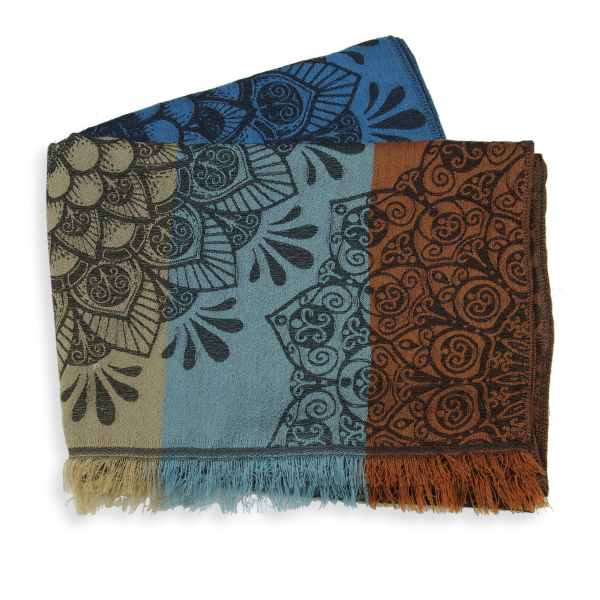 Blue-brown-wool-silk-women’s-stole-Mood