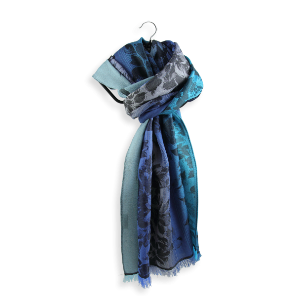 Blue-wool-silk-women's-stole-Romantique