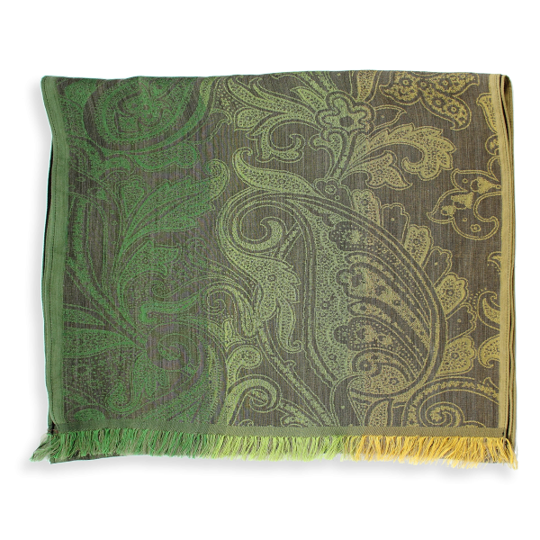 Women's-silk-wool-scarf-green bronze-Melodie