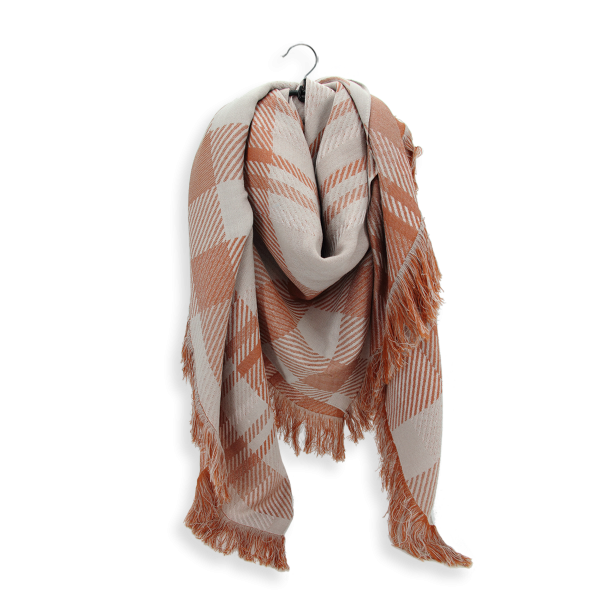 Square scarf-women’s-wool-rayon-caramel-Ecossais