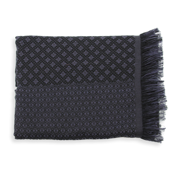 Losange-violet-black-cotton-silk-cashmere-men’s-scarf