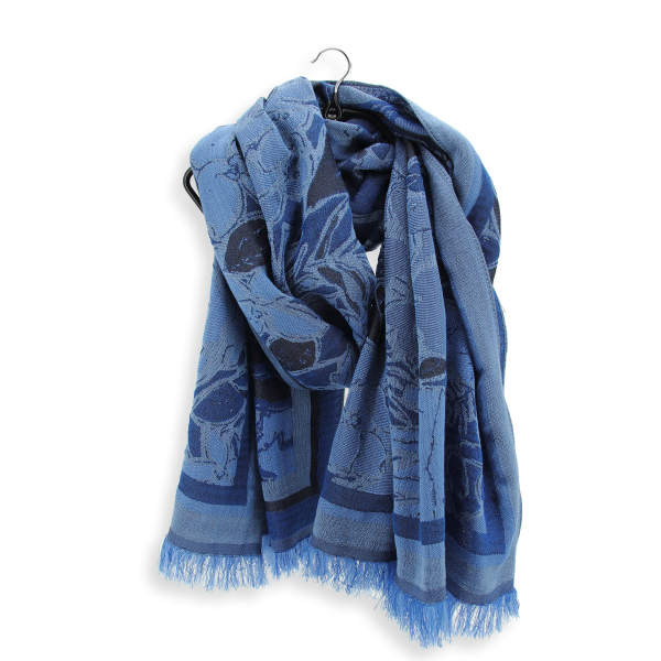 Denim blue-cotton-silk-wool-women’s-stole-Juliette