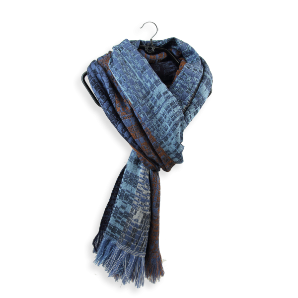 Blue denim-rayon-Merino wool-men’s-scarf-Janeiro