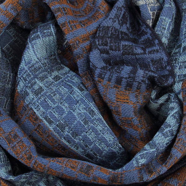 Blue denim-rayon-Merino wool-men’s-scarf-Janeiro