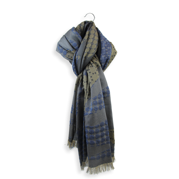 Blue jean-cotton-silk-wool-women's-oversize-stole-Montreal