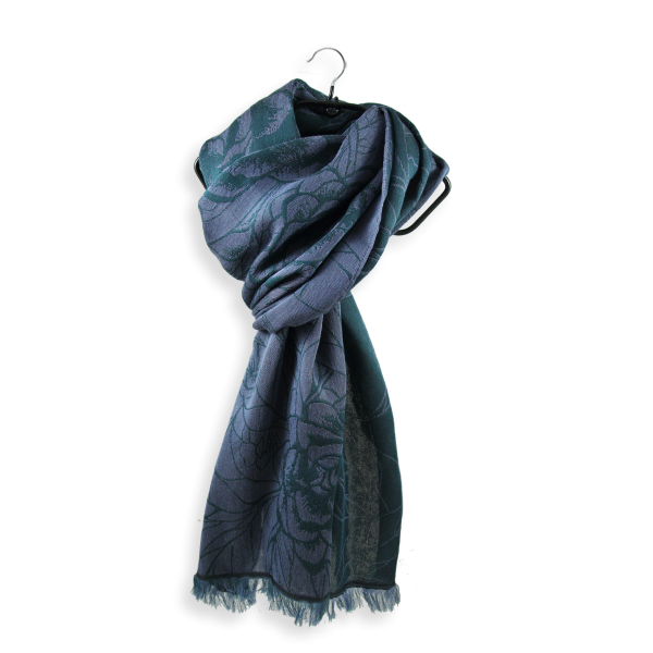 Parma-green-cotton-silk-cashmere-women’s-stole-Ronsard