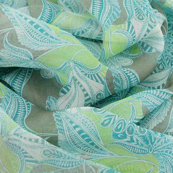 Green-women's-silk-scraf-printed-Palm beach