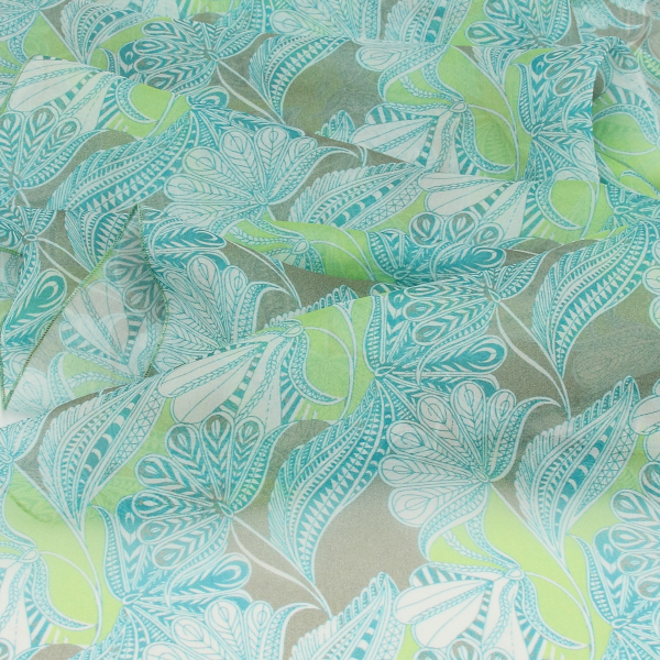 Green-women's-silk-scraf-printed-Palm beach