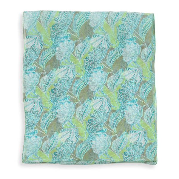 Green-women's-silk-scraf-printed-Palm beach