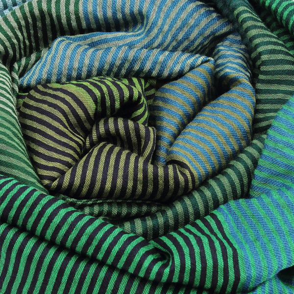 Green-striped-wool-unisex-blend-stole-Kaleida