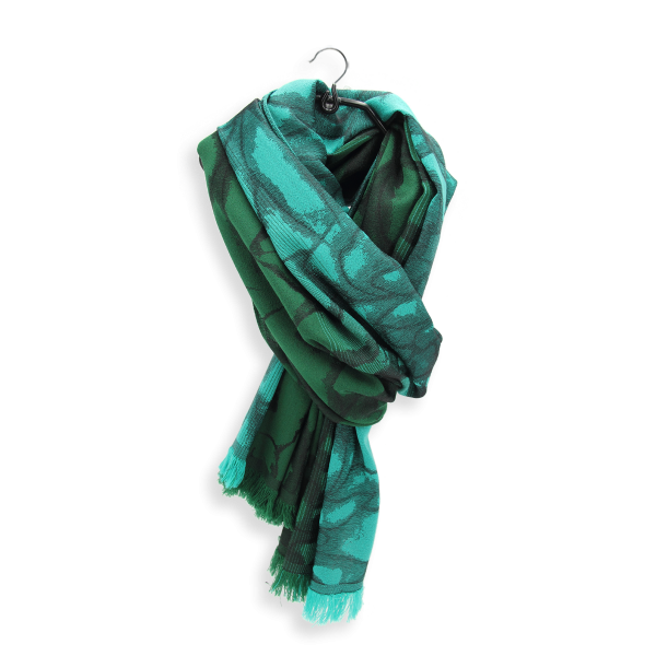 Green-wool-silk-women's-stole-Rosae