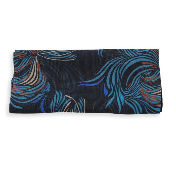 Navy-women's-printed-silk-scarf-Vision