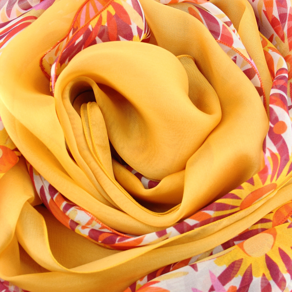 Yellow ochre-flower solaire-women's-silk-duo