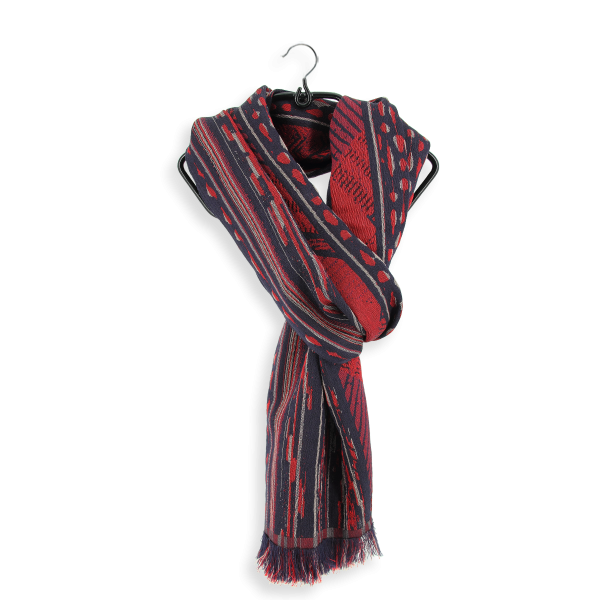 Navy-red-cotton-silk-wool-men’s-scarf-Sauvage