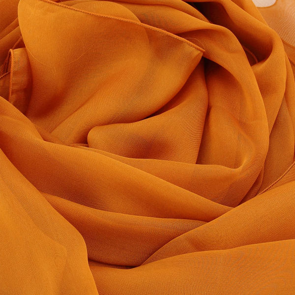 Women's-silk-chiffon-monochrome-airy scarf-orange-ochre