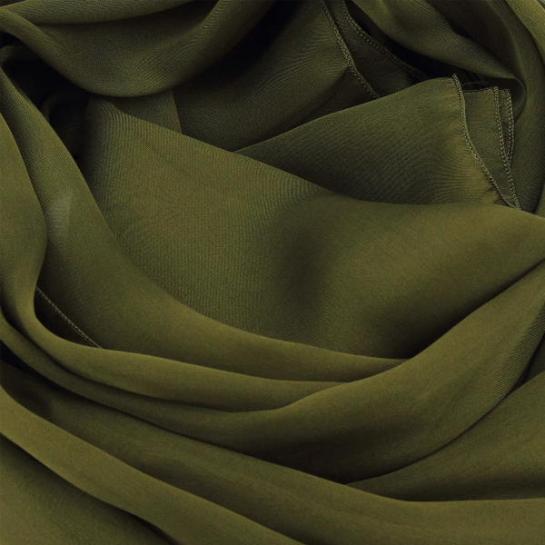 Women's-silk-chiffon-monochrome-airy scarf-olive-green