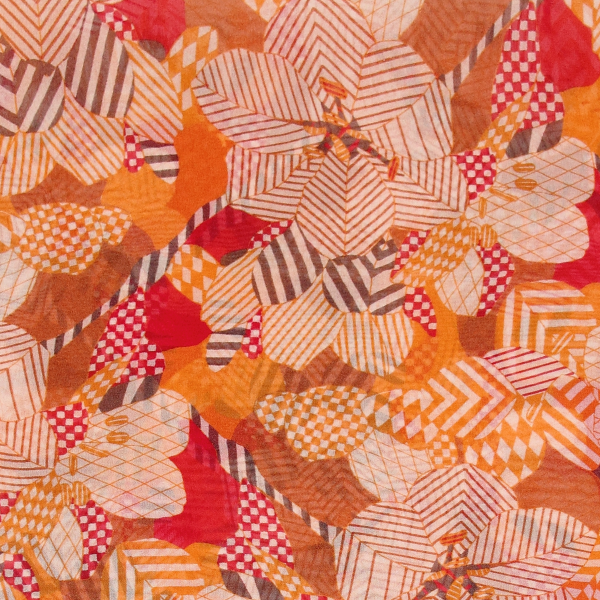 Orange-women's-silk-printed-airy scarf-Valentin