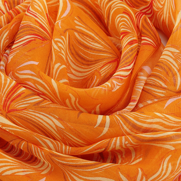 Orange-women's-printed-silk-scarf-Vision