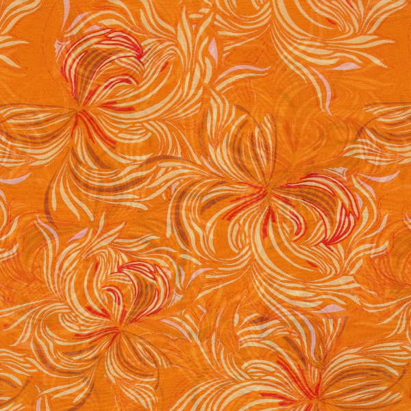 Orange-women's-printed-silk-scarf-Vision