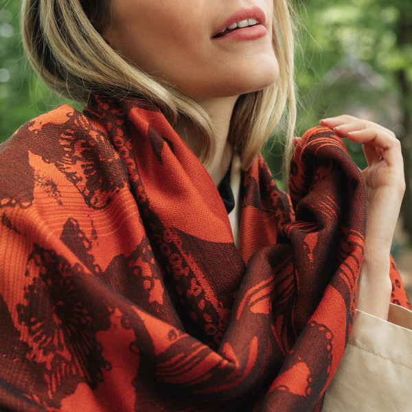 Passion-orange-silk-cotton-rayon-wool-women’s-stole