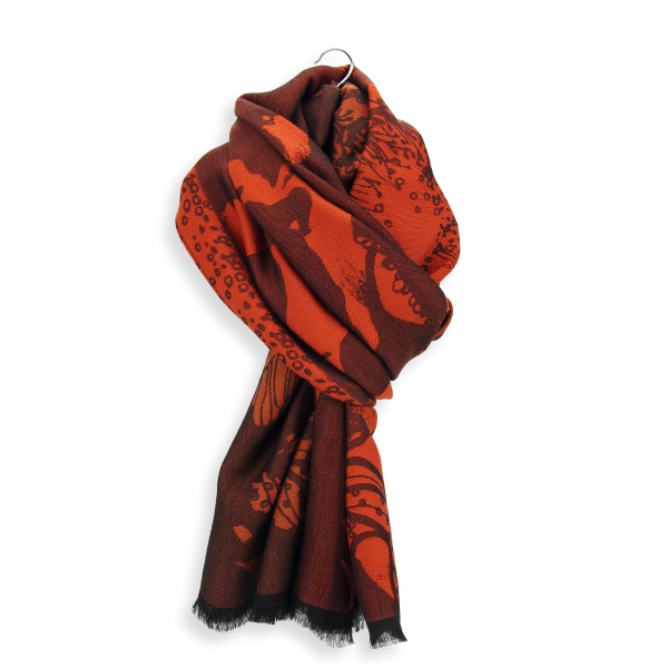 Passion-orange-silk-cotton-rayon-wool-women’s-stole