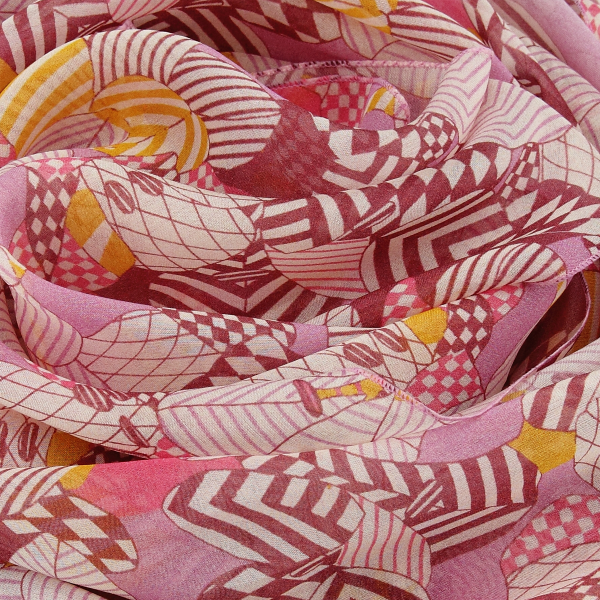 Pink-women's-silk-printed-airy scarf-Valentin