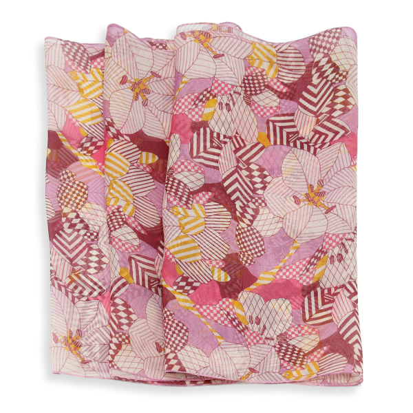 Pink-women's-silk-printed-airy scarf-Valentin