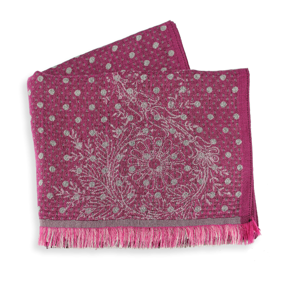 Women's-pink-wool-blend-scarf-dots-Dentelle