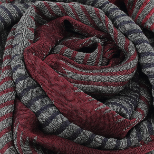 Red-gray-silk-Merino wool-cashmere-men’s-scarf-Classique