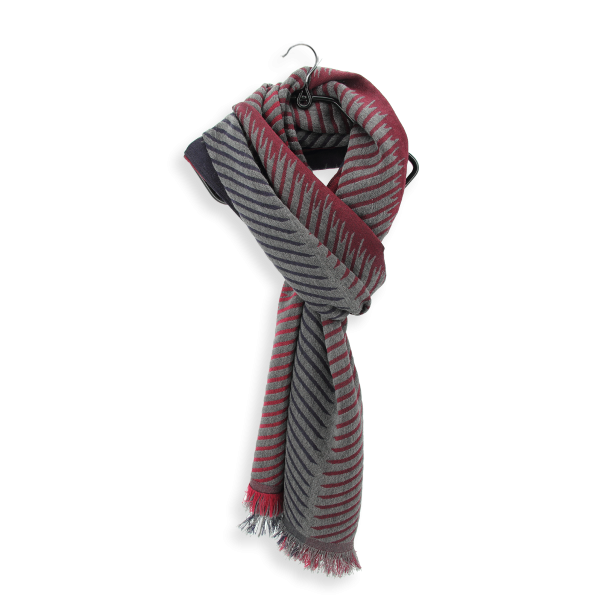 Red-gray-silk-Merino wool-cashmere-men’s-scarf-Classique