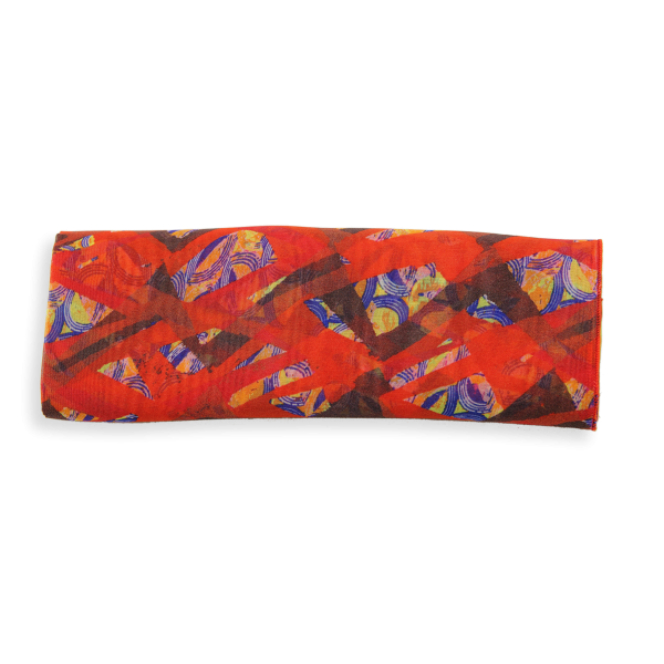 Women's-silk-scarf-red-printed-mosaic-made-in-France