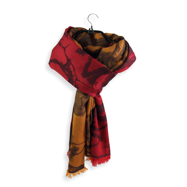 Orange-red-silk-merino wool-women's-stole-Rosae