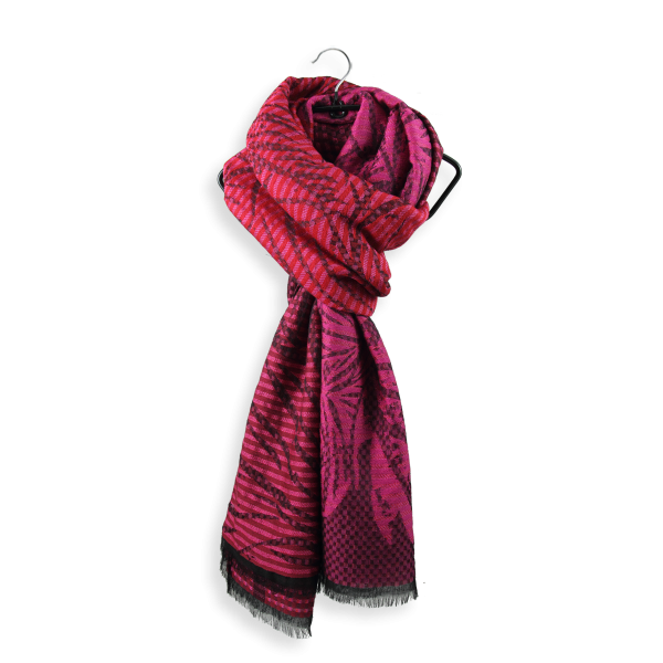 Red-pink-cotton-silk-wool-women’s-oversize-stole-Valparaiso