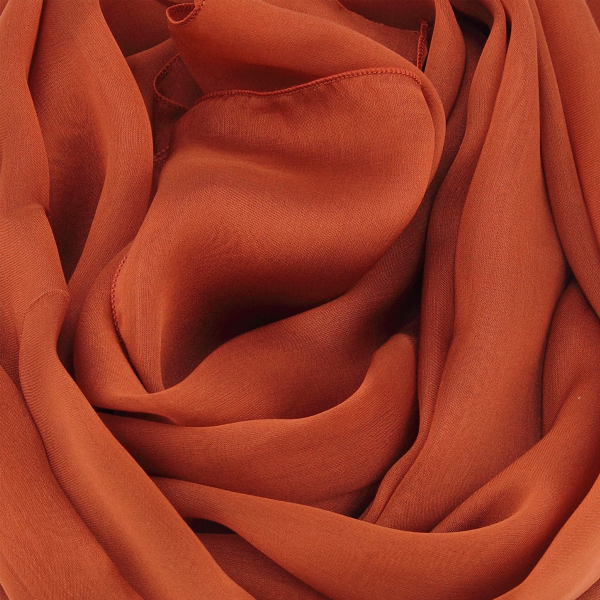 Women's-silk-chiffon-monochrome-airy scarf-rust-brown