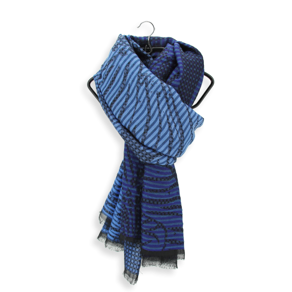 Royal-blue-cotton-silk-wool-women’s-oversize-stole-Valparaiso