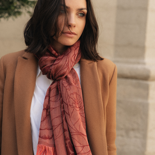 Tabasco brown-cotton-silk-cashmere-women’s-stole-Ronsard